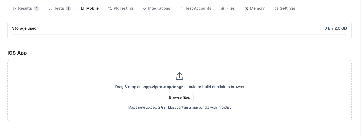 Upload app via dashboard